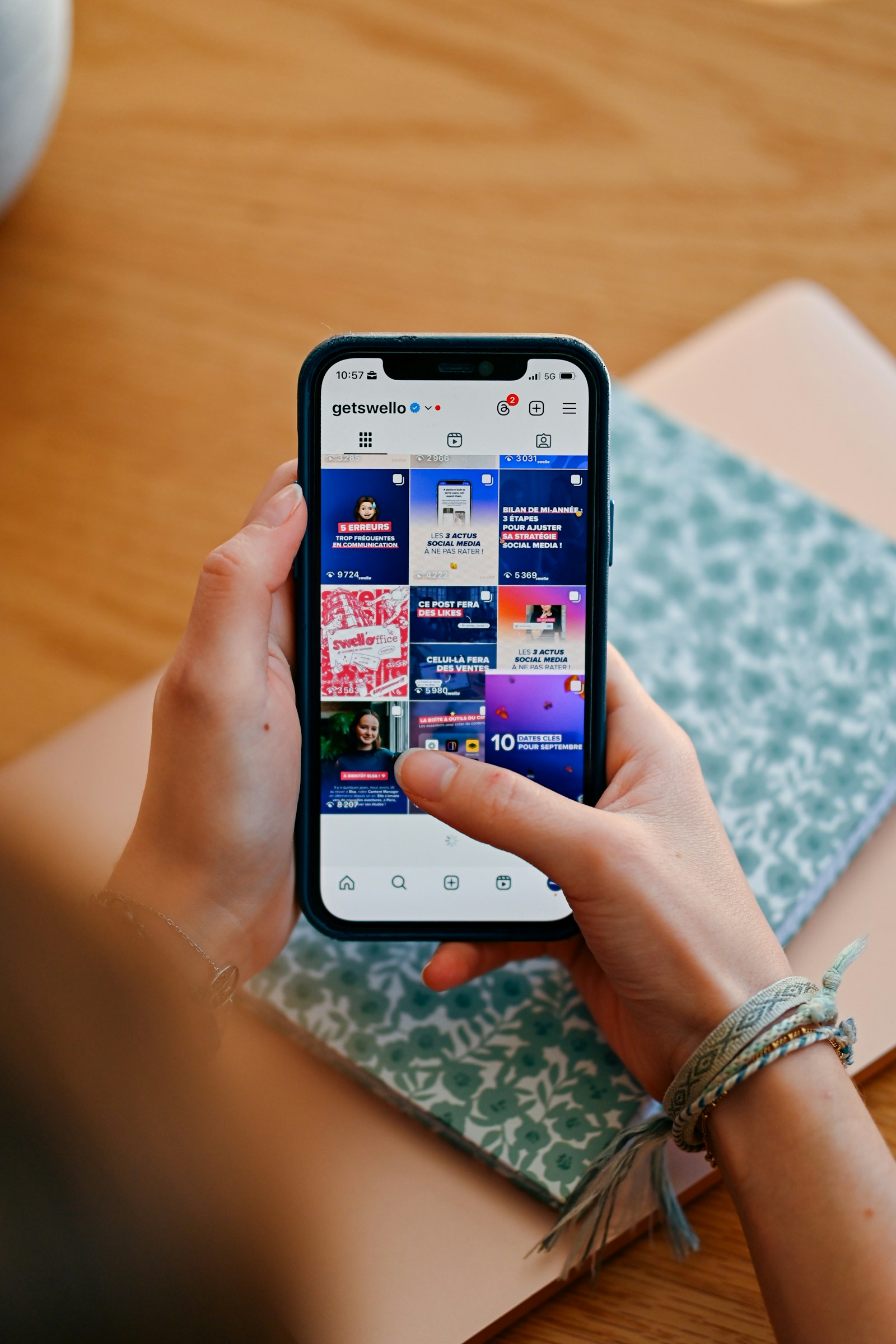 A customer scrolling search results on a phone